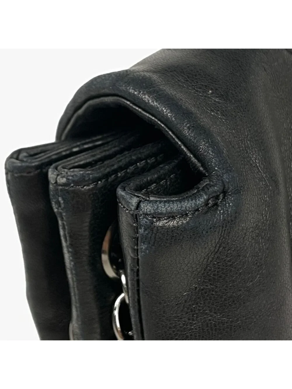 Chanel Shoulder Bag CC Logo Camellia Leather Black